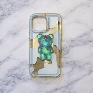 IPHONE CASE | Cute Green Bear Pop Grip Clear Phone Case - Unbranded